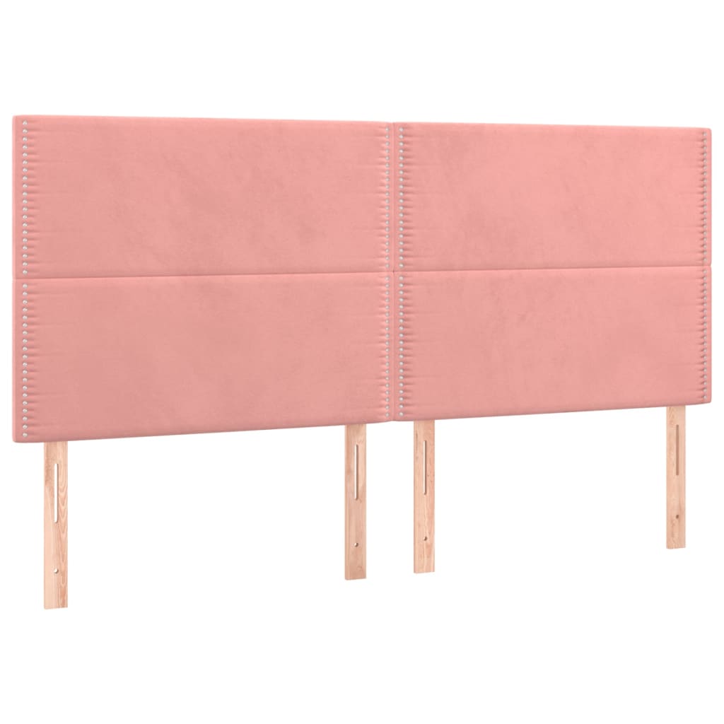 sengegavl lyserød 200x5x118/128 cm fløjl