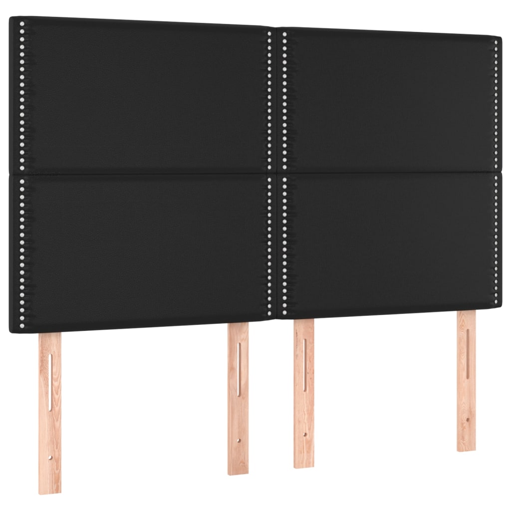 sengegavl sort 144x5x118/128 cm kunstlæder