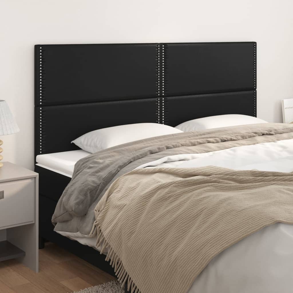 sengegavl sort 200x5x118/128 cm kunstlæder
