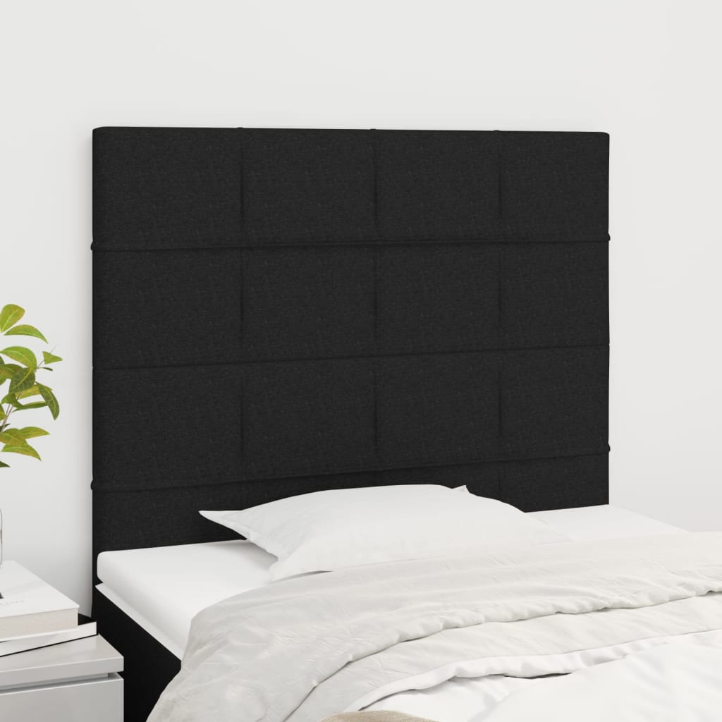 sengegavl sort 80x5x118/128 cm stof