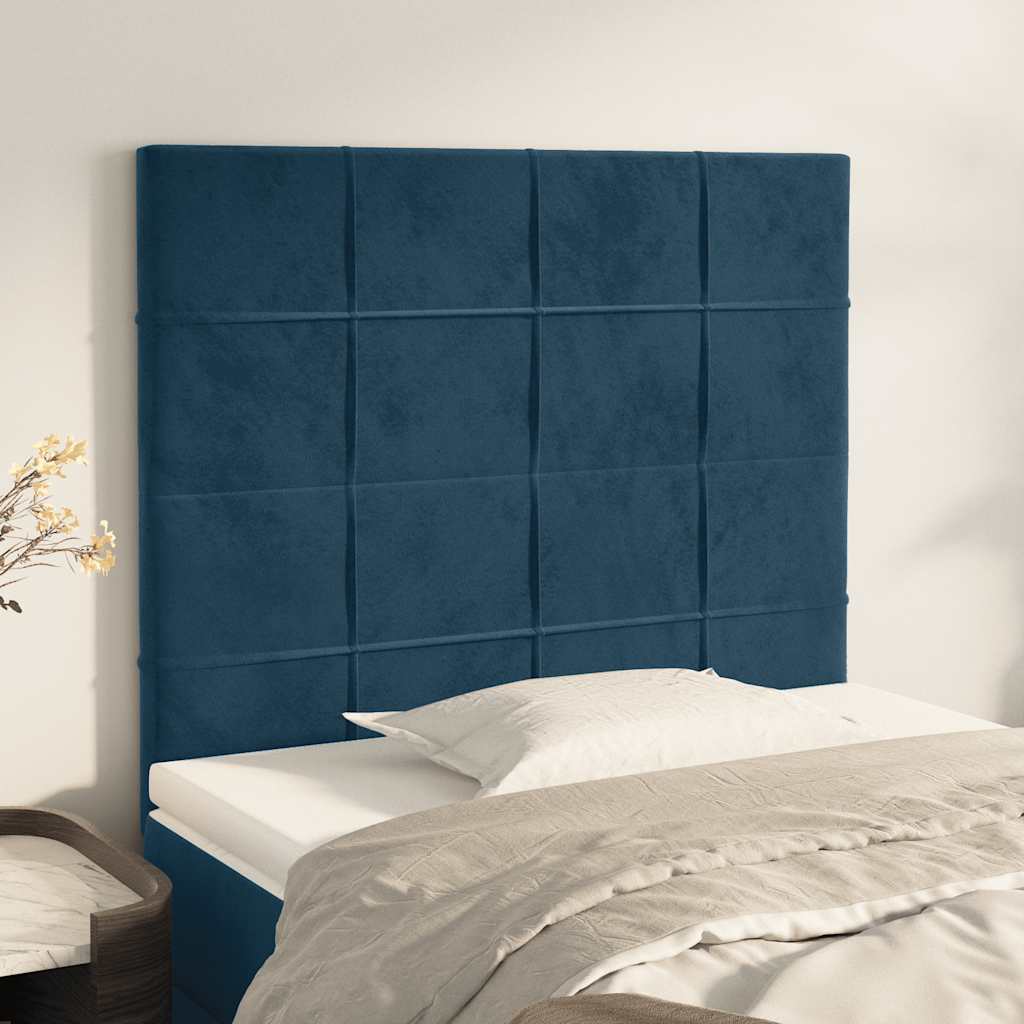 sengegavl mørkeblå 80x5x118/128 cm fløjl