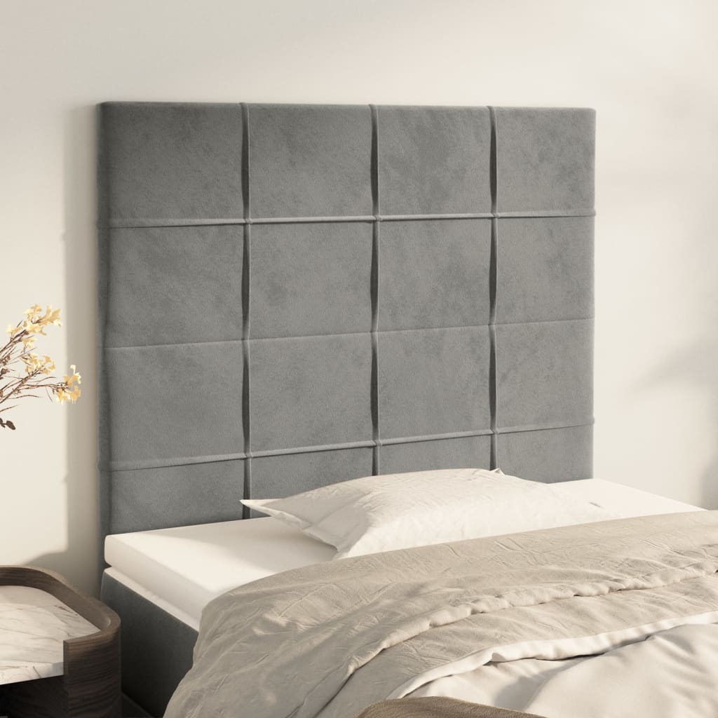 sengegavl lysegrå 90x5x118/128 cm fløjl