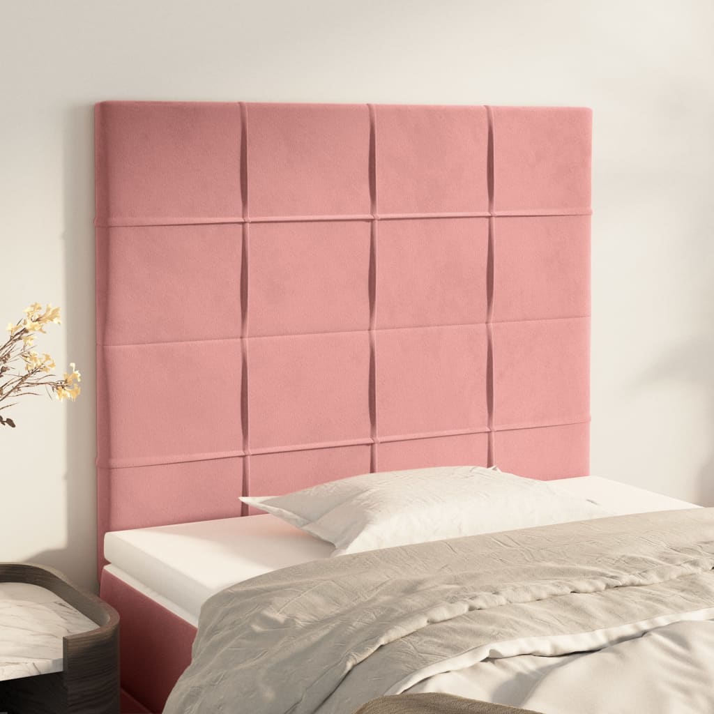 sengegavl lyserød 90x5x118/128 cm fløjl