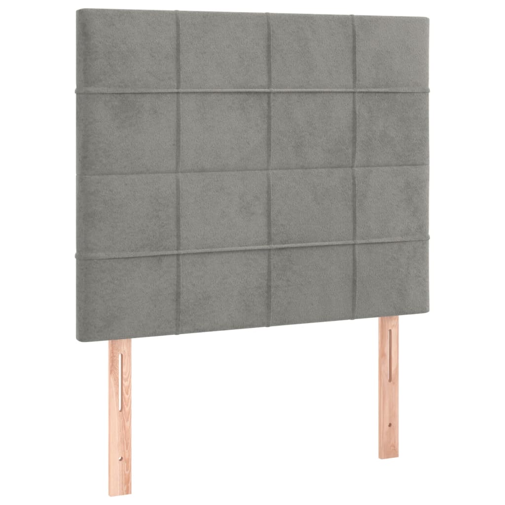 sengegavl lysegrå 100x5x118/128 cm fløjl