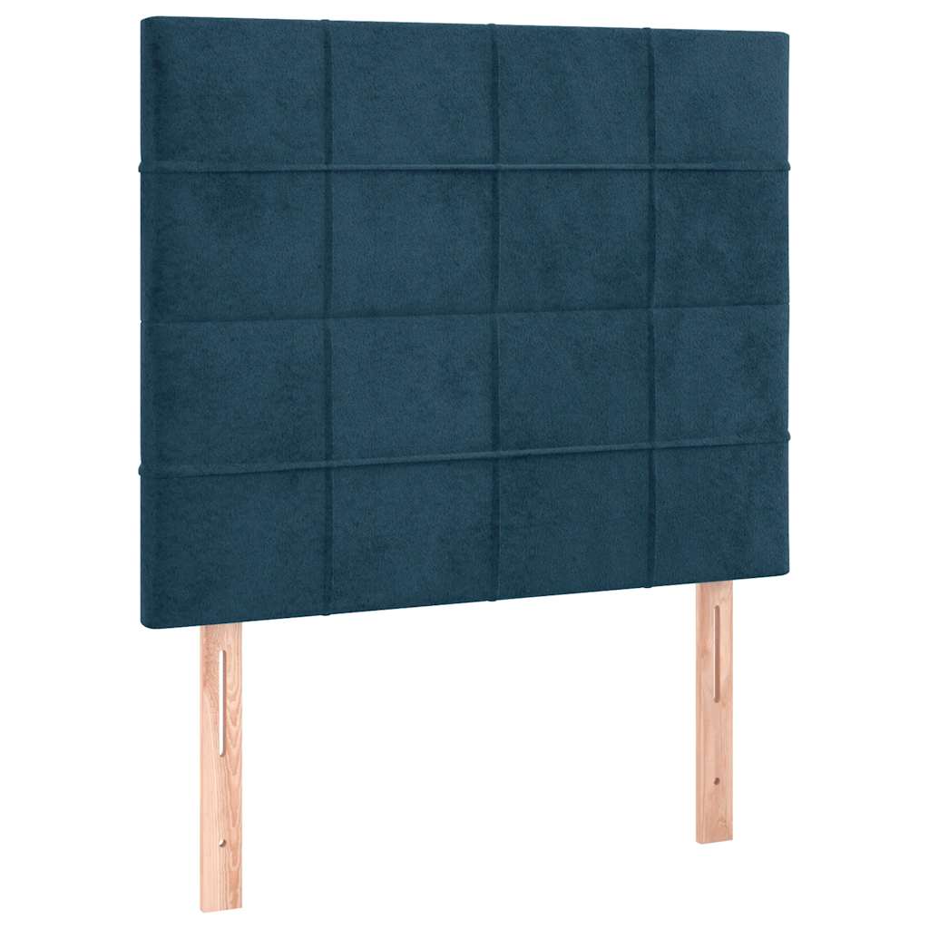 sengegavl mørkeblå 100x5x118/128 cm fløjl