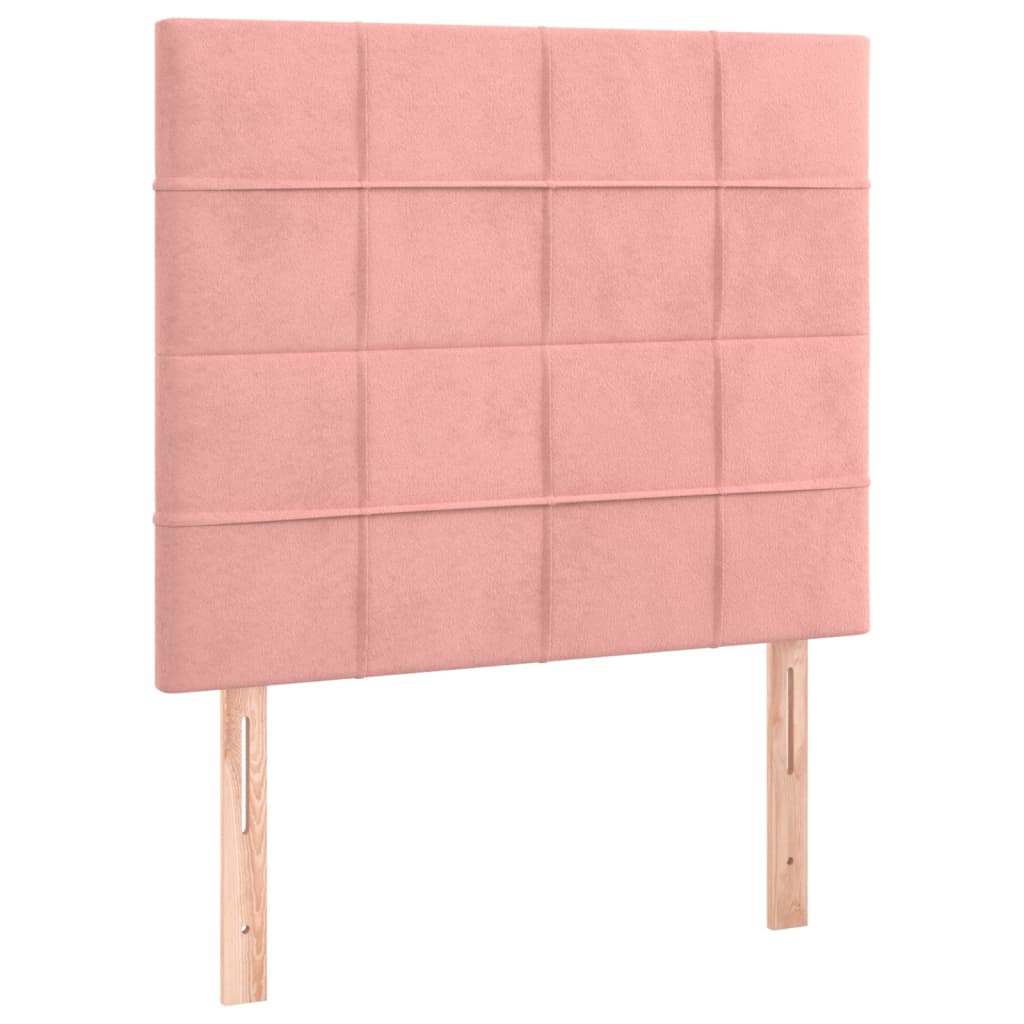 sengegavl lyserød 100x5x118/128 cm fløjl