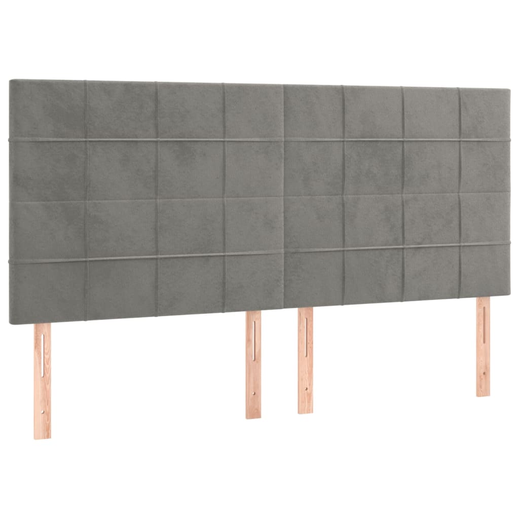 sengegavl lysegrå 160x5x118/128 cm fløjl