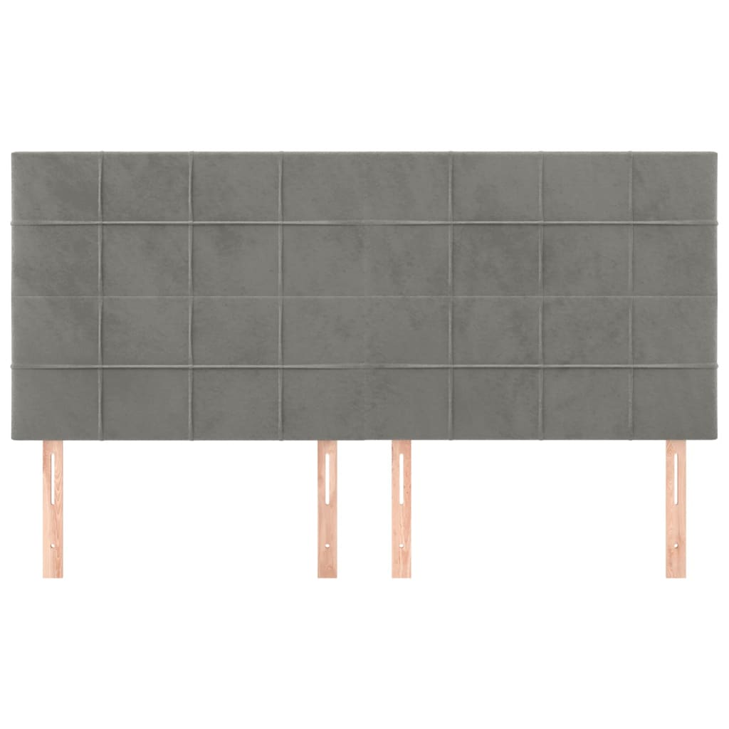 sengegavl lysegrå 160x5x118/128 cm fløjl