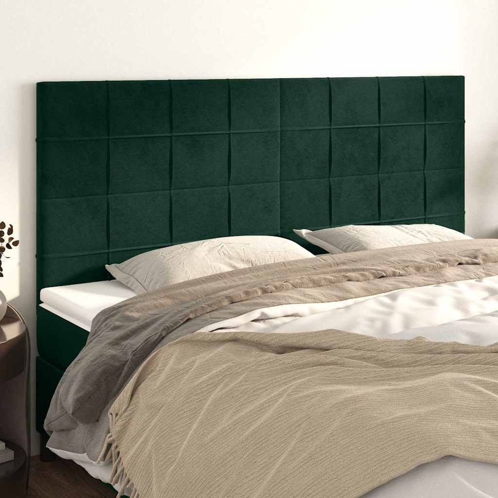 sengegavl mørkegrøn 160x5x118/128 cm fløjl