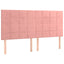 sengegavl lyserød 160x5x118/128 cm fløjl