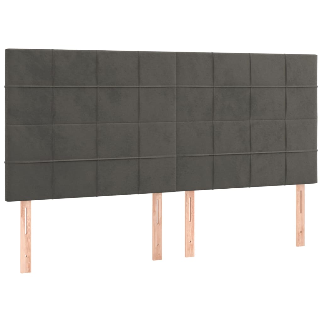 sengegavl mørkegrå 180x5x118/128 cm fløjl