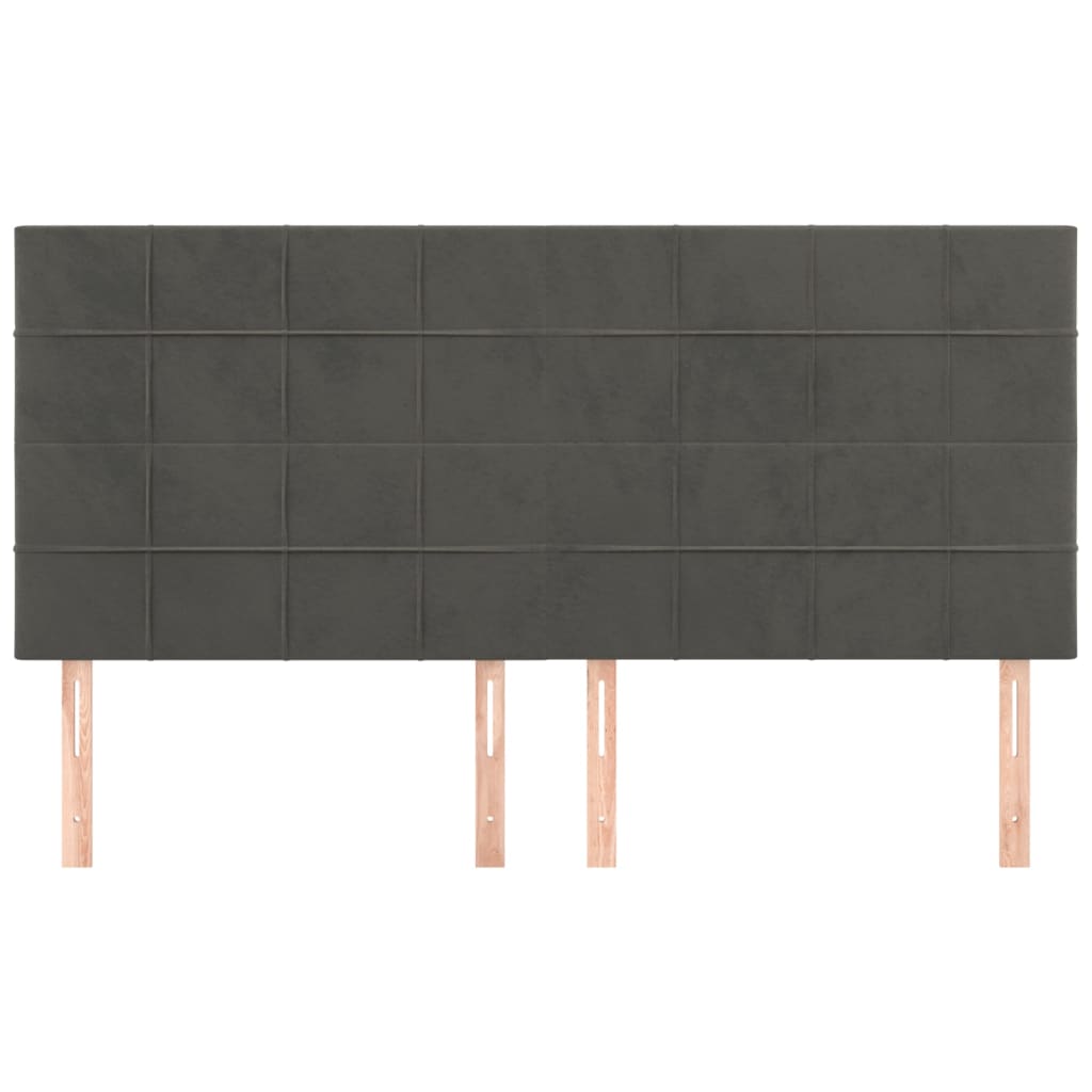sengegavl mørkegrå 200x5x118/128 cm fløjl