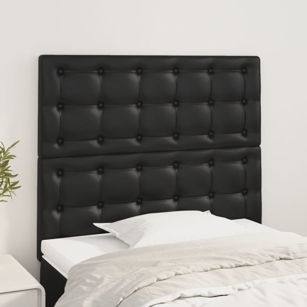 sengegavl sort 90x5x118/128 cm kunstlæder