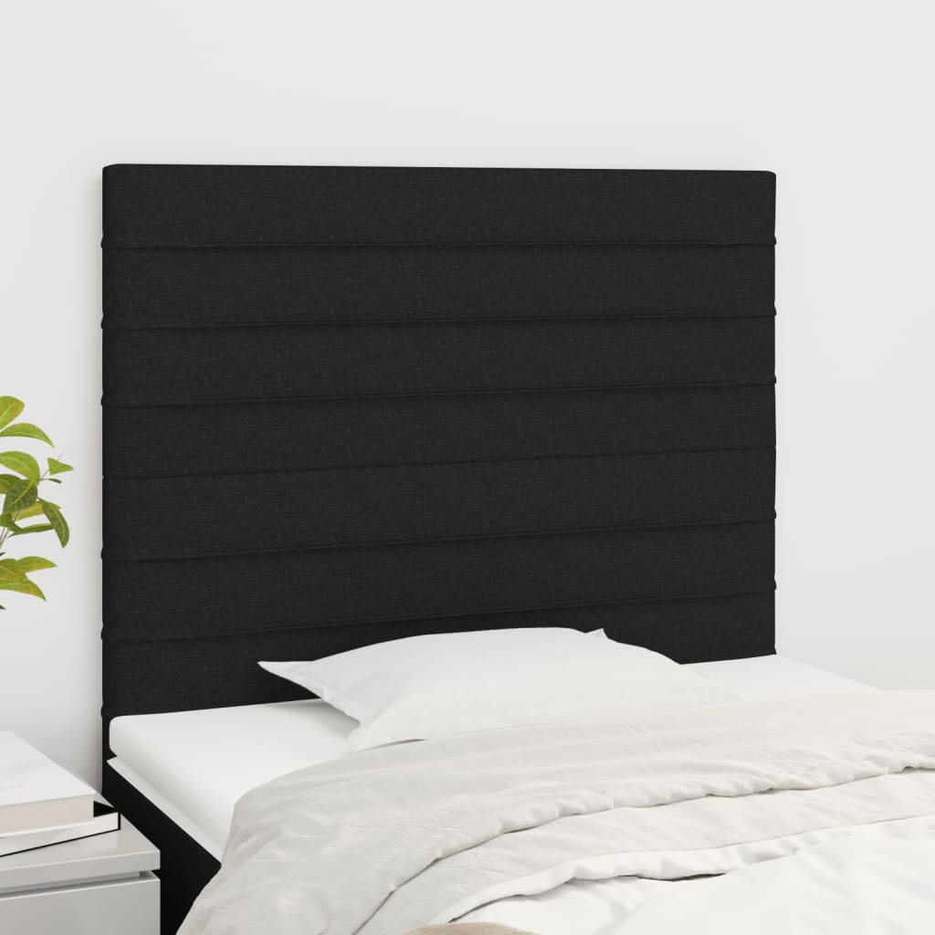 sengegavl sort 90x5x118/128 cm stof