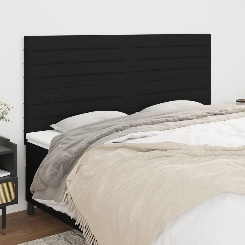 sengegavl sort 180x5x118/128 cm stof