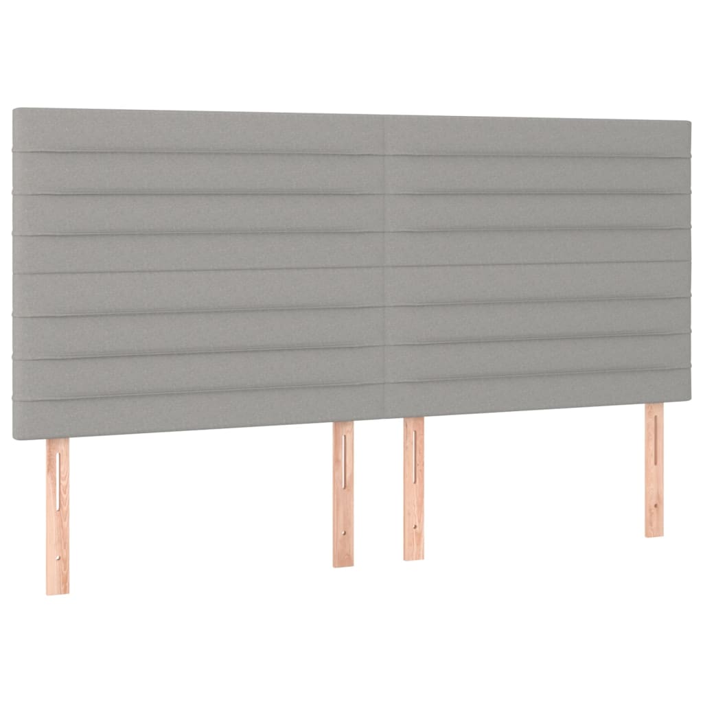 sengegavl lysegrå 200x5x118/128 cm stof