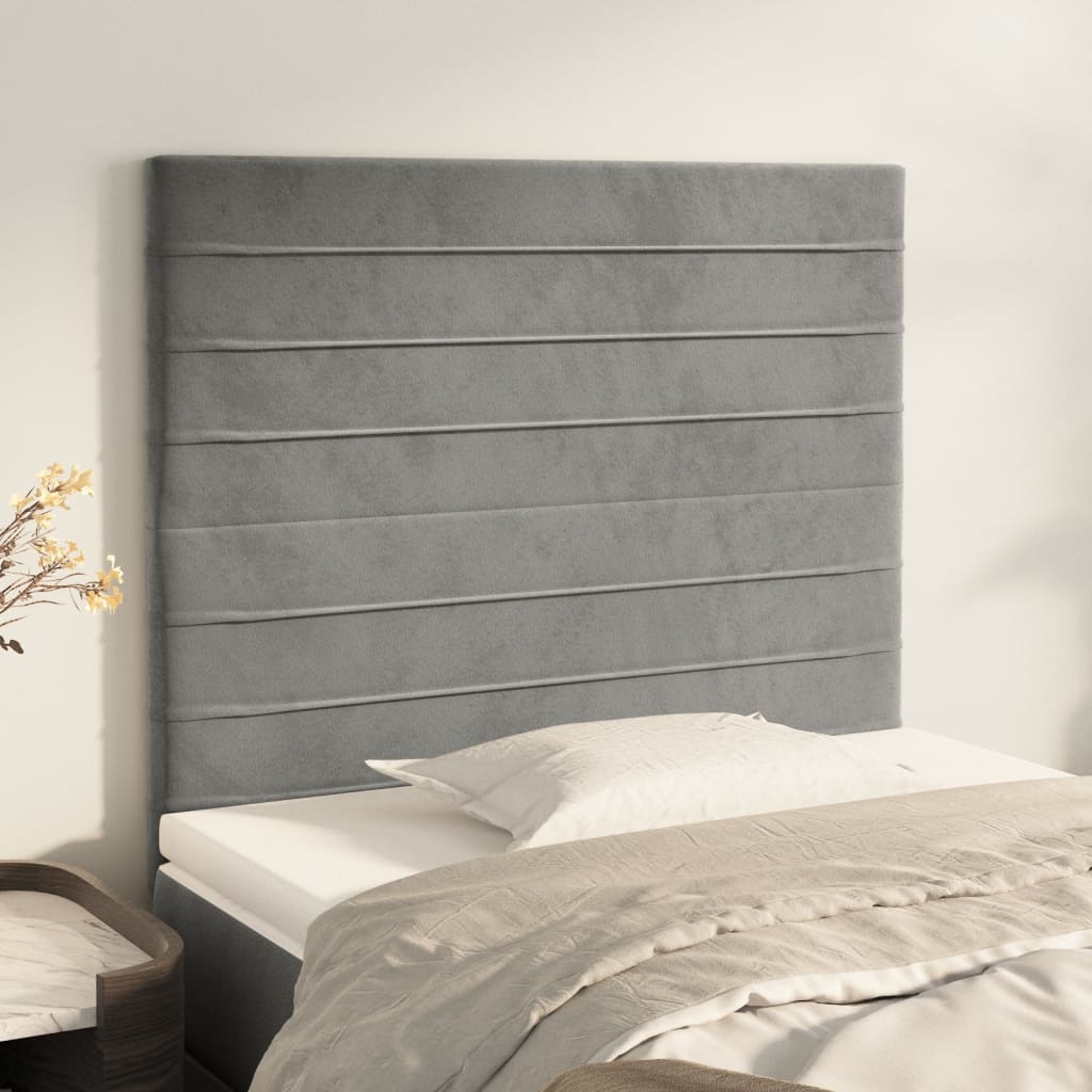 sengegavl lysegrå 80x5x118/128 cm fløjl