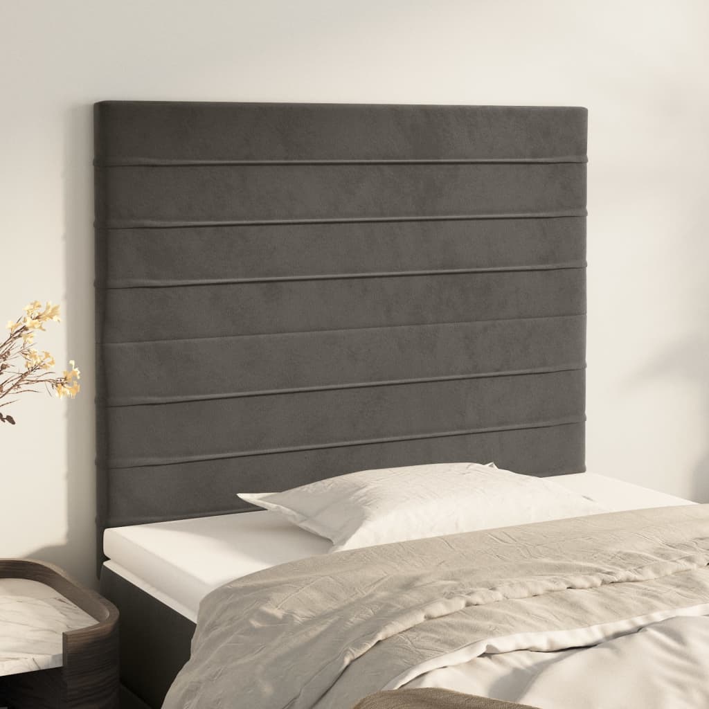 sengegavl mørkegrå 80x5x118/128 cm fløjl