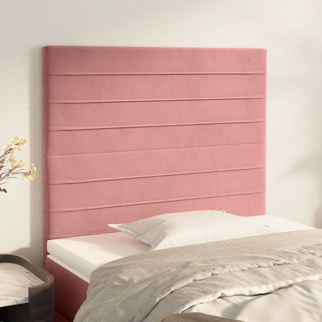 sengegavl lyserød 90x5x118/128 cm fløjl
