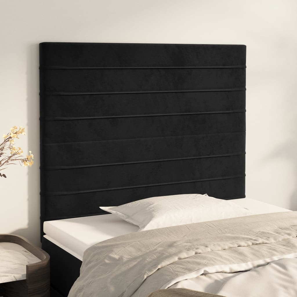 sengegavl sort 100x5x118/128 cm fløjl