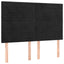 sengegavl sort 144x5x118/128 cm fløjl