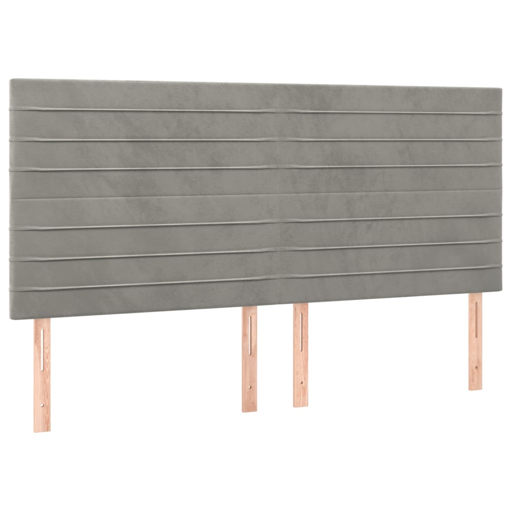 sengegavl lysegrå 160x5x118/128 cm fløjl