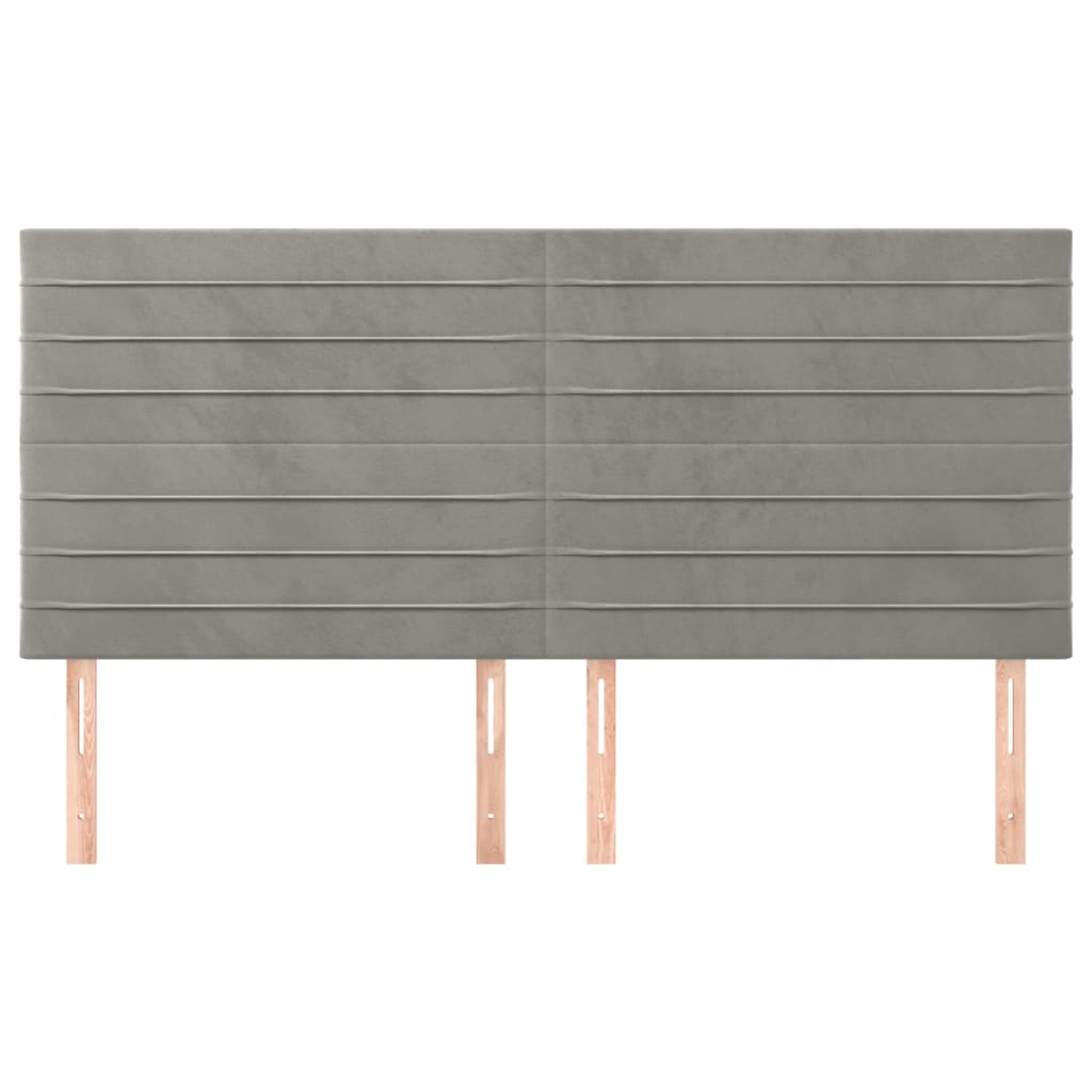 sengegavl lysegrå 160x5x118/128 cm fløjl
