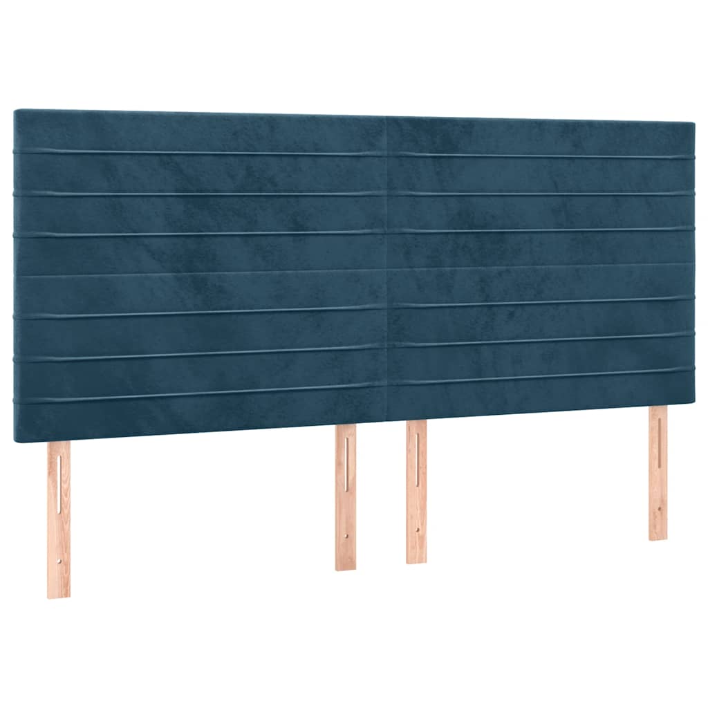 sengegavl mørkeblå 160x5x118/128 cm fløjl