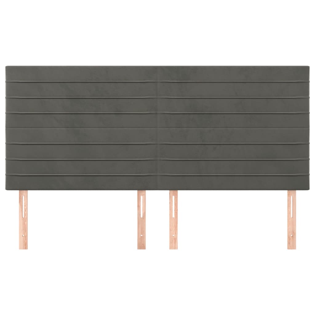 sengegavl mørkegrå 180x5x118/128 cm fløjl