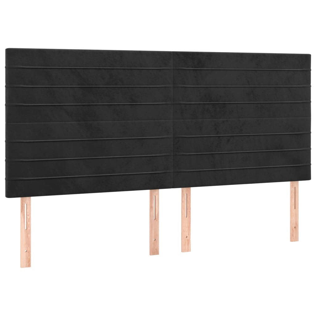 sengegavl sort 180x5x118/128 cm fløjl