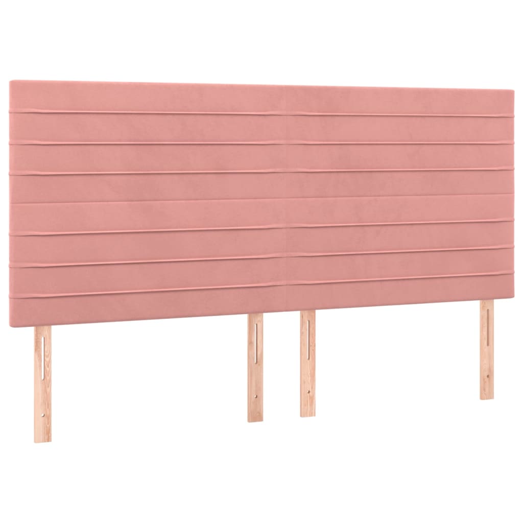 sengegavl lyserød 200x5x118/128 cm fløjl