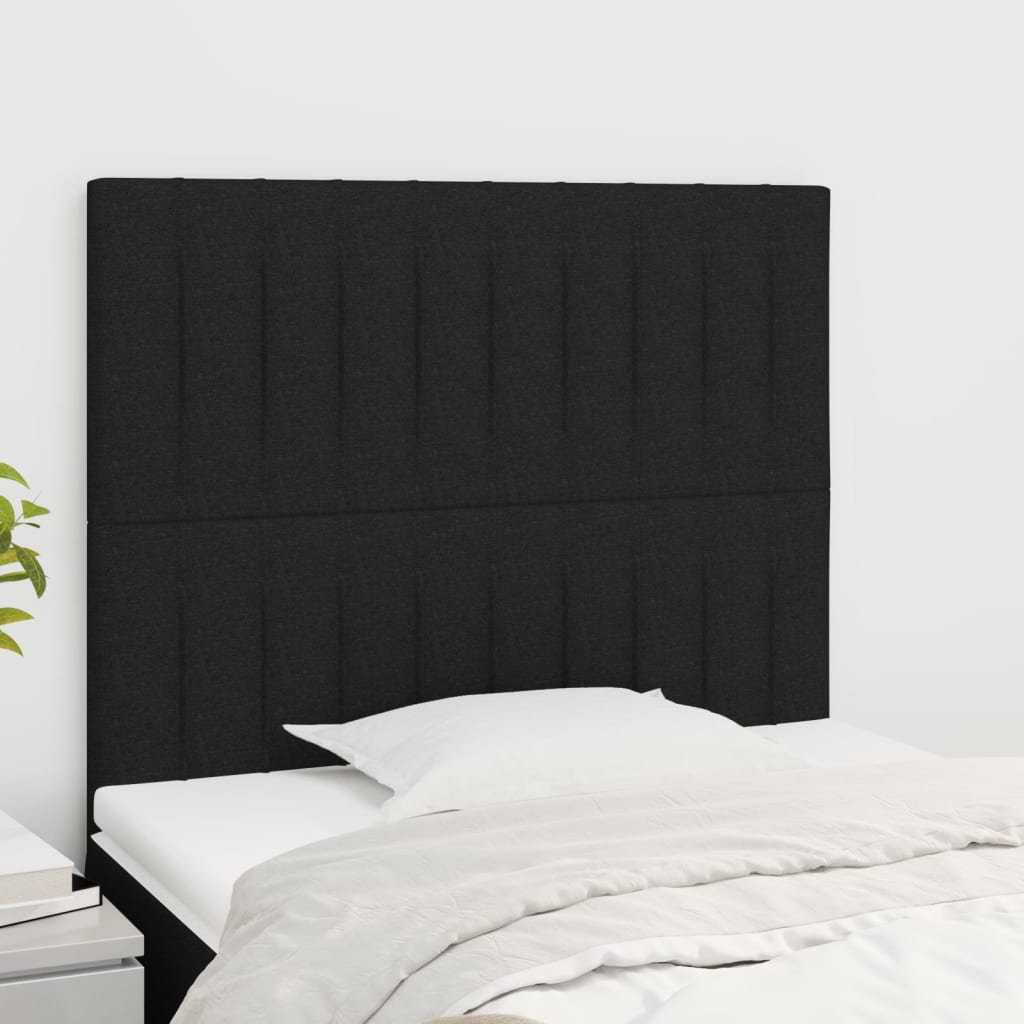 sengegavl sort 100x5x118/128 cm stof