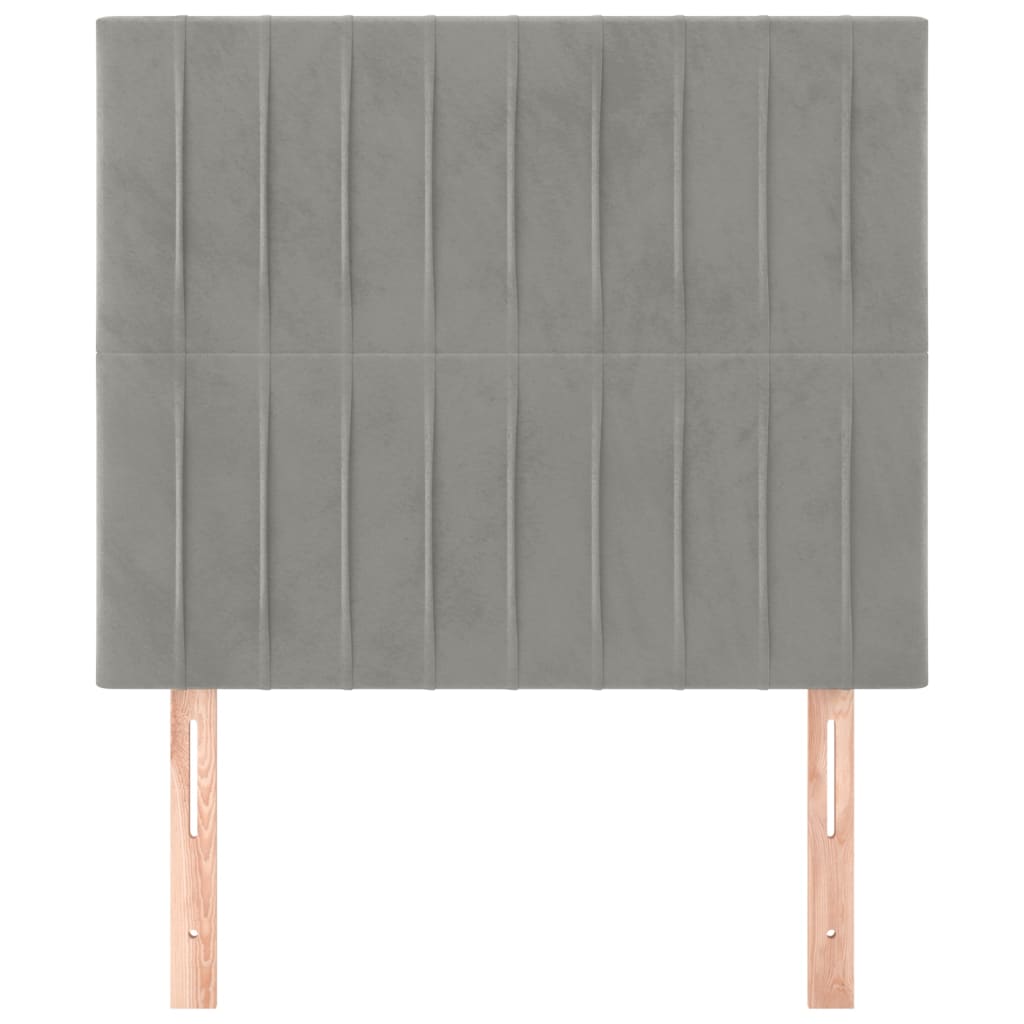 sengegavl lysegrå 80x5x118/128 cm fløjl