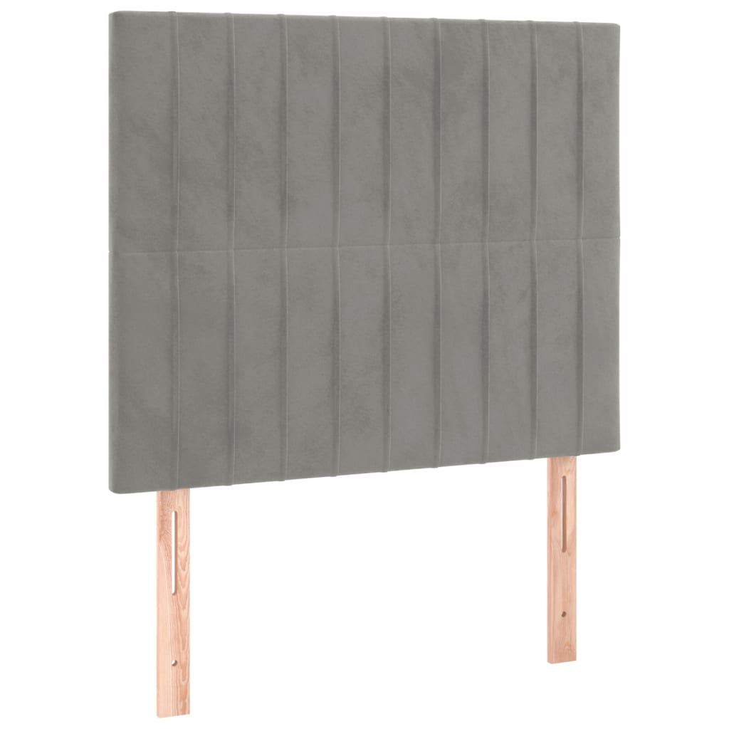 sengegavl lysegrå 90x5x118/128 cm fløjl