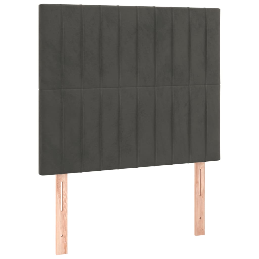 sengegavl mørkegrå 100x5x118/128 cm fløjl