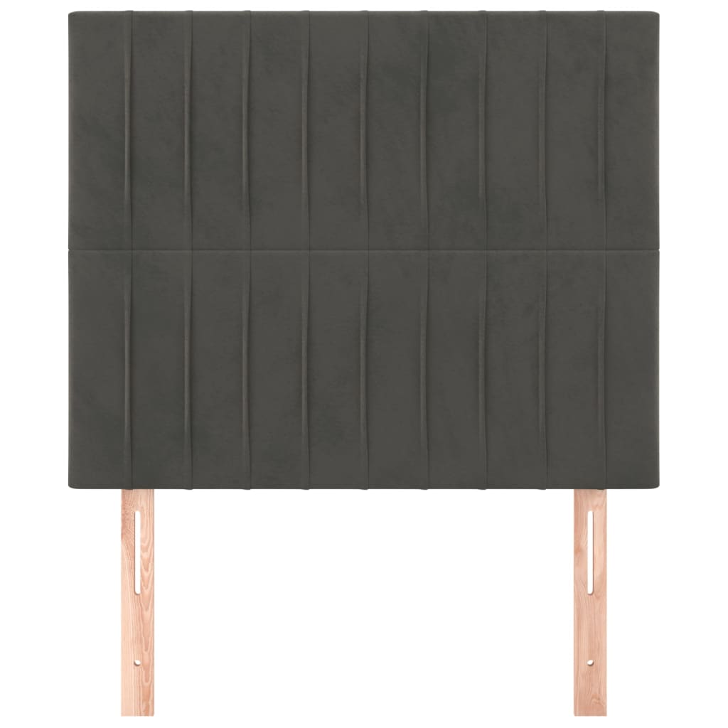 sengegavl mørkegrå 100x5x118/128 cm fløjl