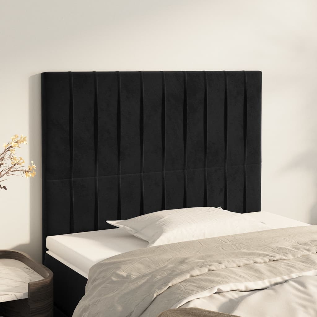 sengegavl sort 100x5x118/128 cm fløjl