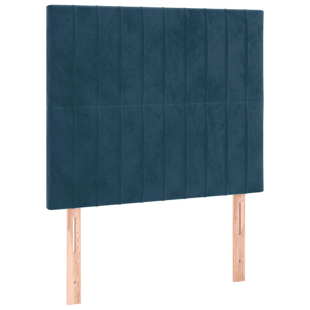 sengegavl mørkeblå 100x5x118/128 cm fløjl