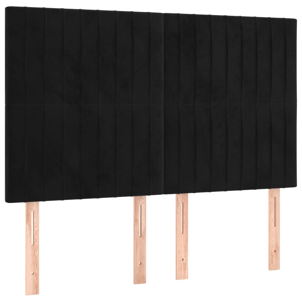 sengegavl sort 144x5x118/128 cm fløjl