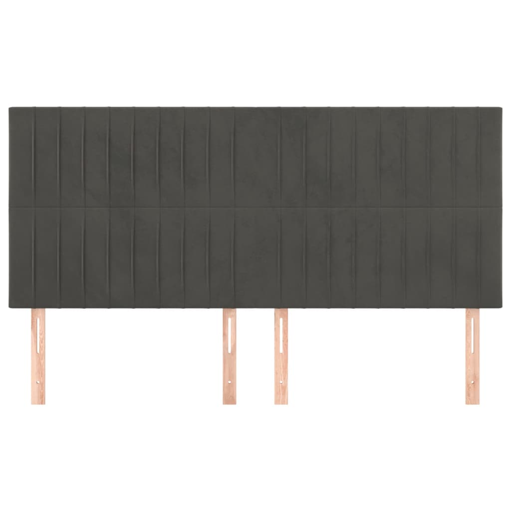 sengegavl mørkegrå 160x5x118/128 cm fløjl