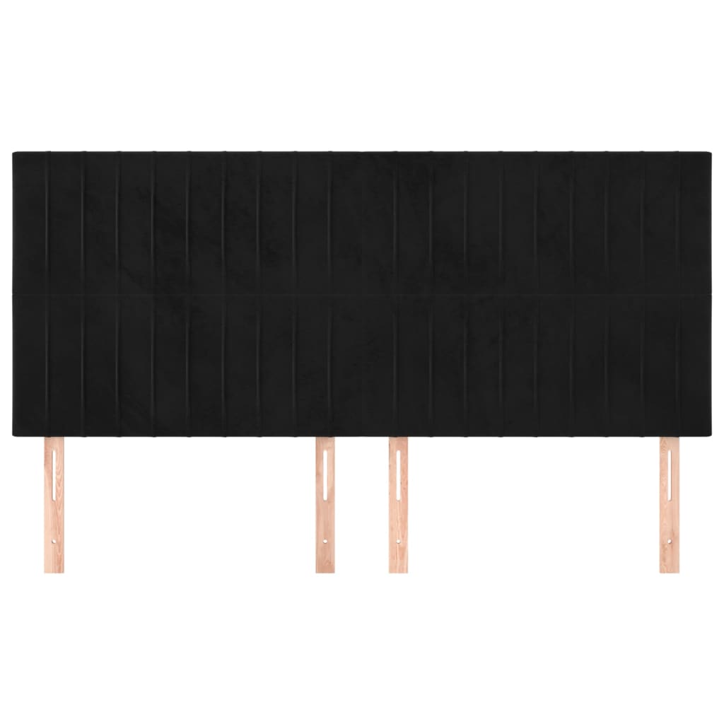 sengegavl sort 160x5x118/128 cm fløjl