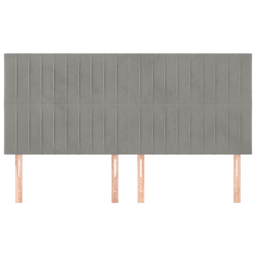 sengegavl lysegrå 180x5x118/128 cm fløjl