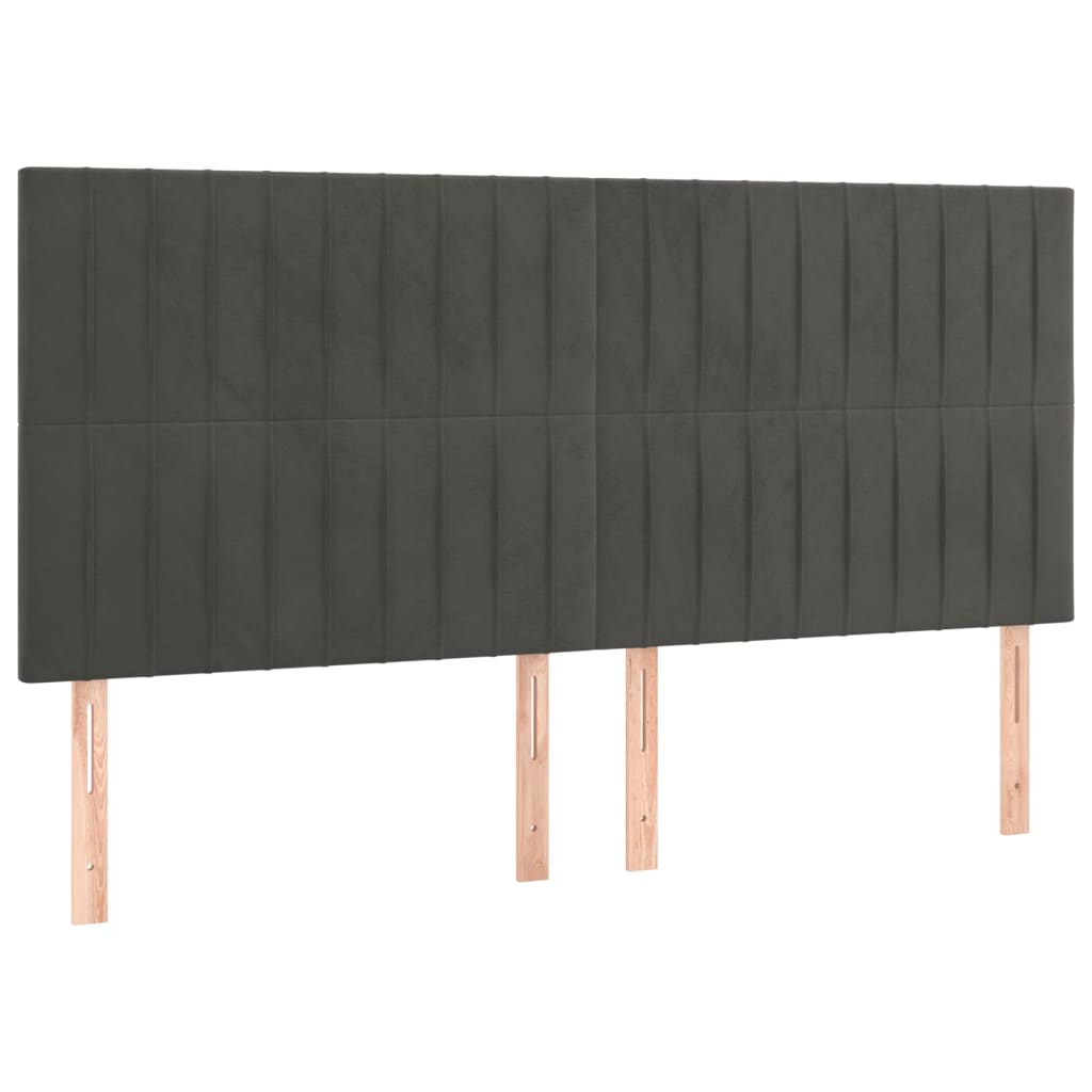 sengegavl mørkegrå 180x5x118/128 cm fløjl