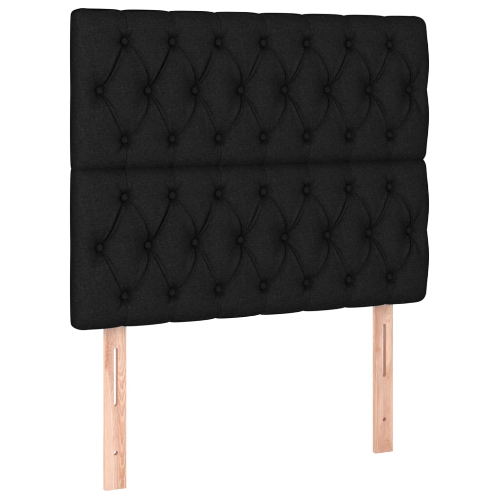 sengegavl sort 90x7x118/128 cm stof