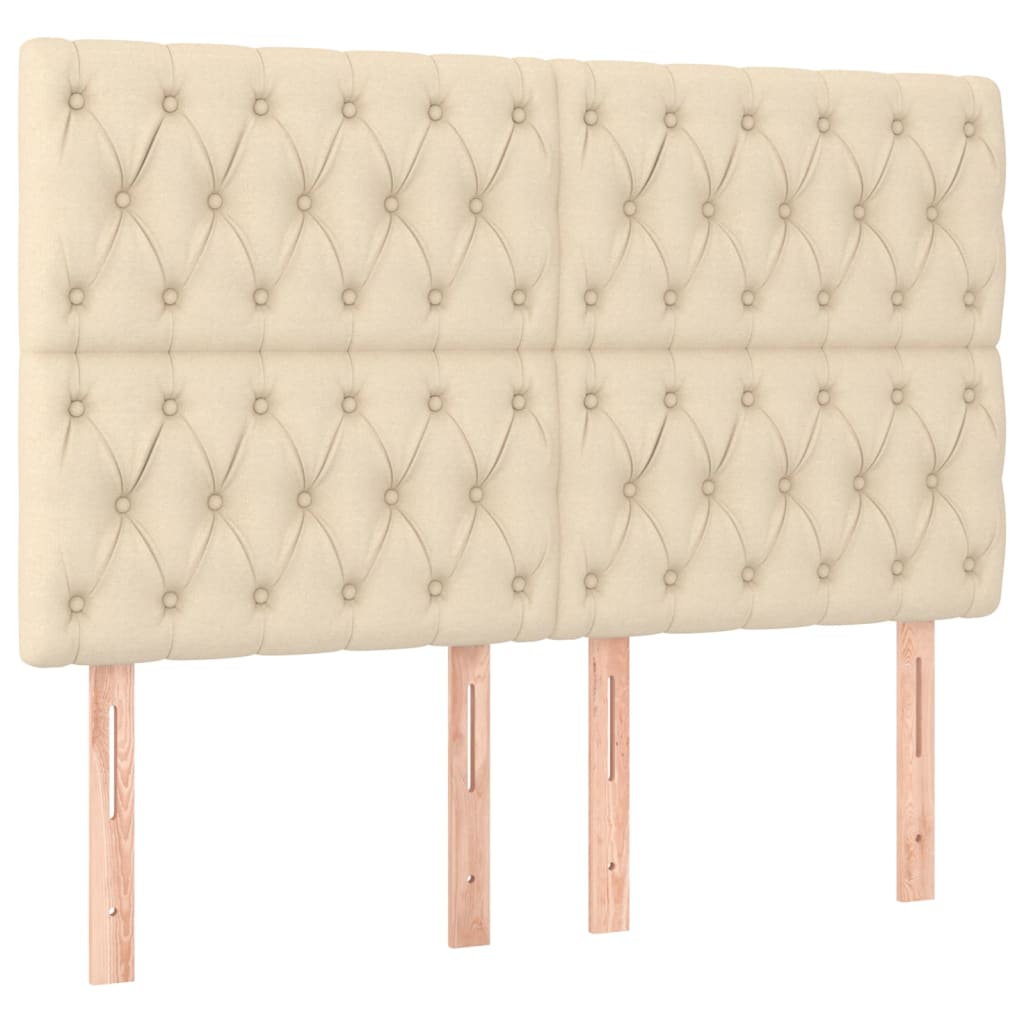 sengegavl cremefarvet 144x7x118/128 cm stof