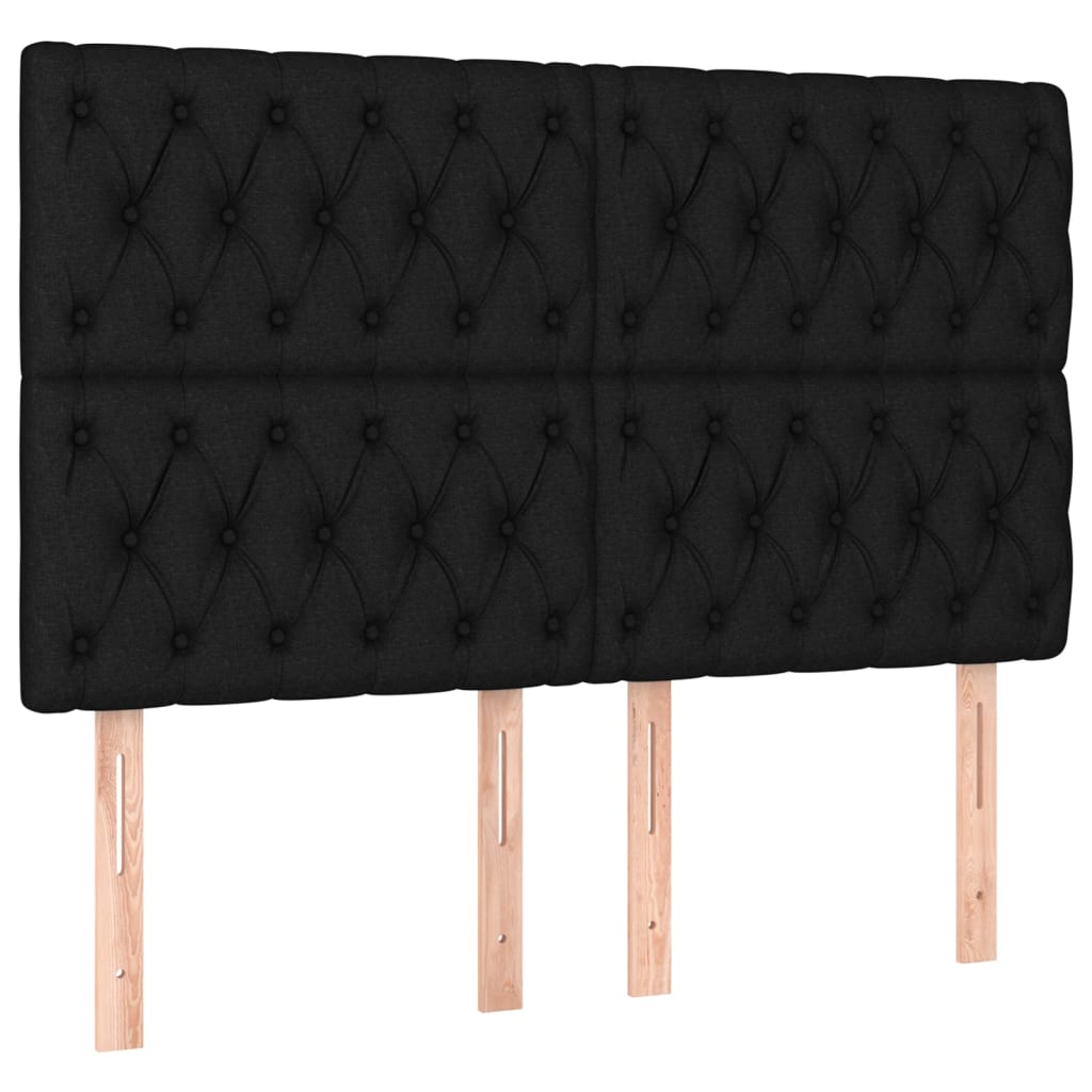 sengegavl sort 160x7x118/128 cm stof
