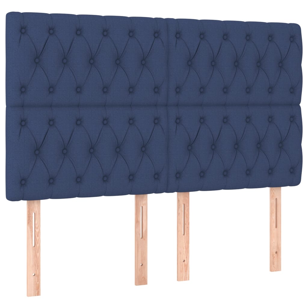 sengegavl blå 160x7x118/128 cm stof