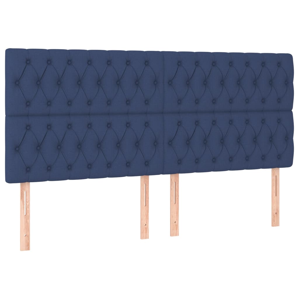 sengegavl blå 180x7x118/128 cm stof