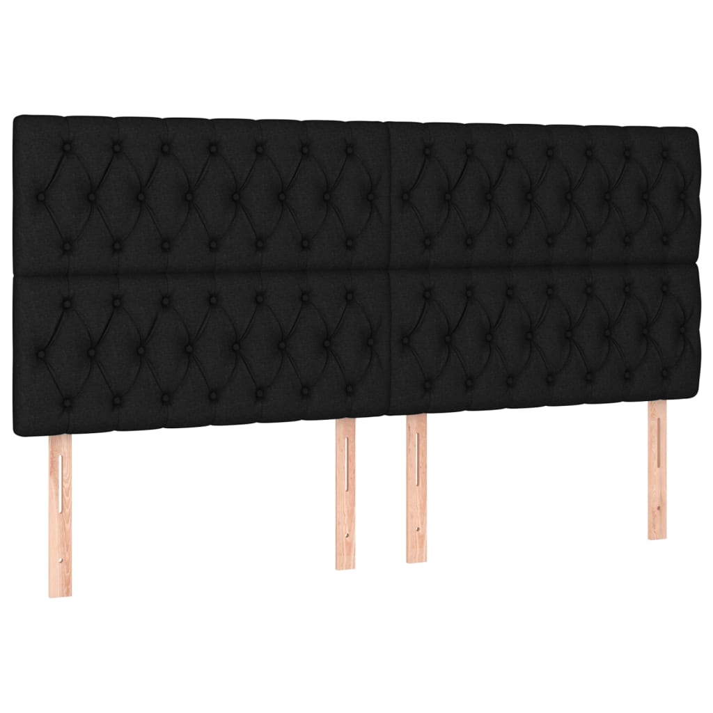 sengegavl sort 200x7x118/128 cm stof
