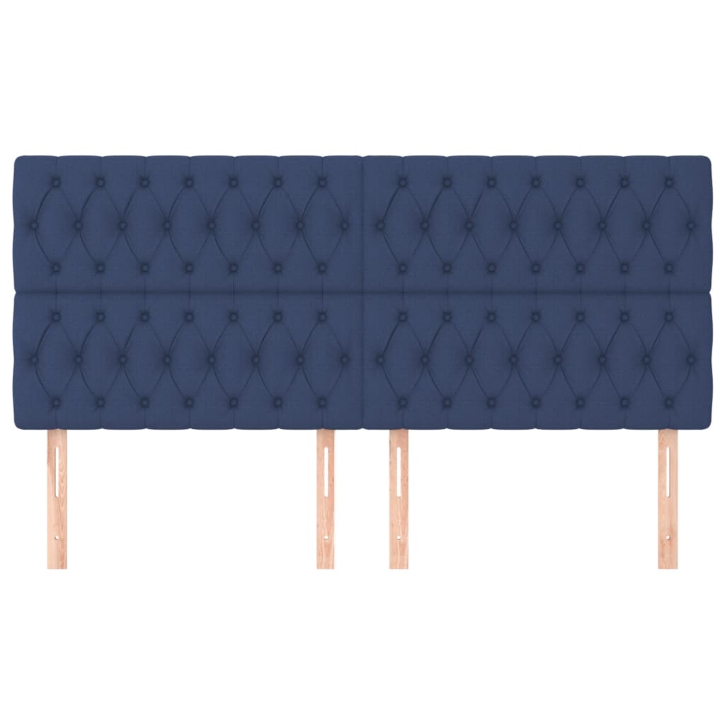 sengegavl blå 200x7x118/128 cm stof